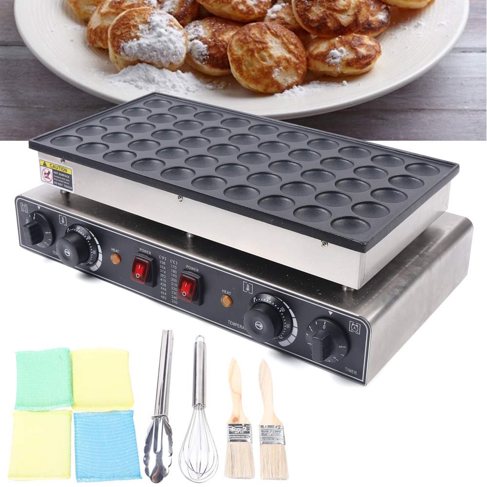 Electric Nonstick Mini Dutch Pancake Maker - Commercial Poffertjes Machine for 50 Mini Pancakes, Perfect for Home, Restaurant, Bakery & Snack Bar - Great for Breakfast, Brunch, Parties & Catering Events