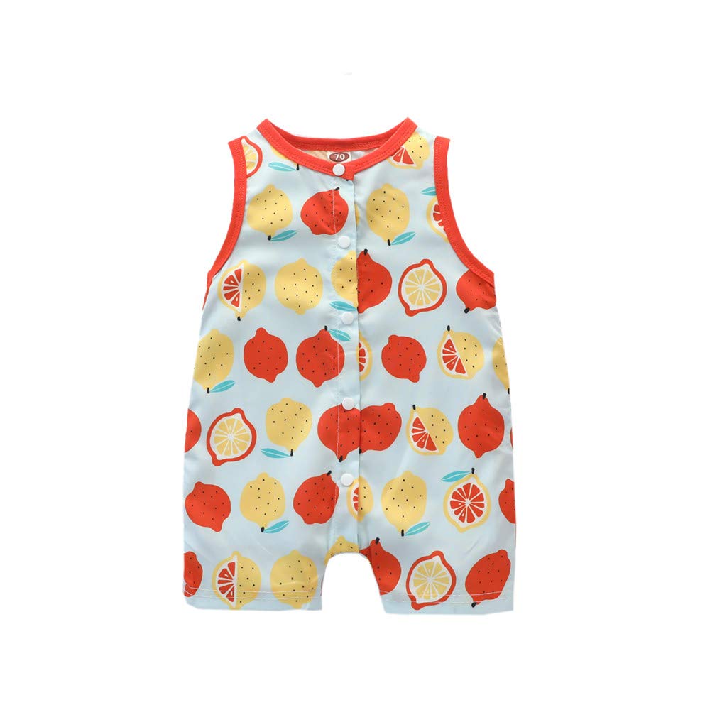 Sikye Baby Unisex Cotton Sleeveless Bodysuits & Rompers - Soft Fruit Print Infant Clothes for Boys & Girls - Perfect for Summer, Playtime & Photo Shoots