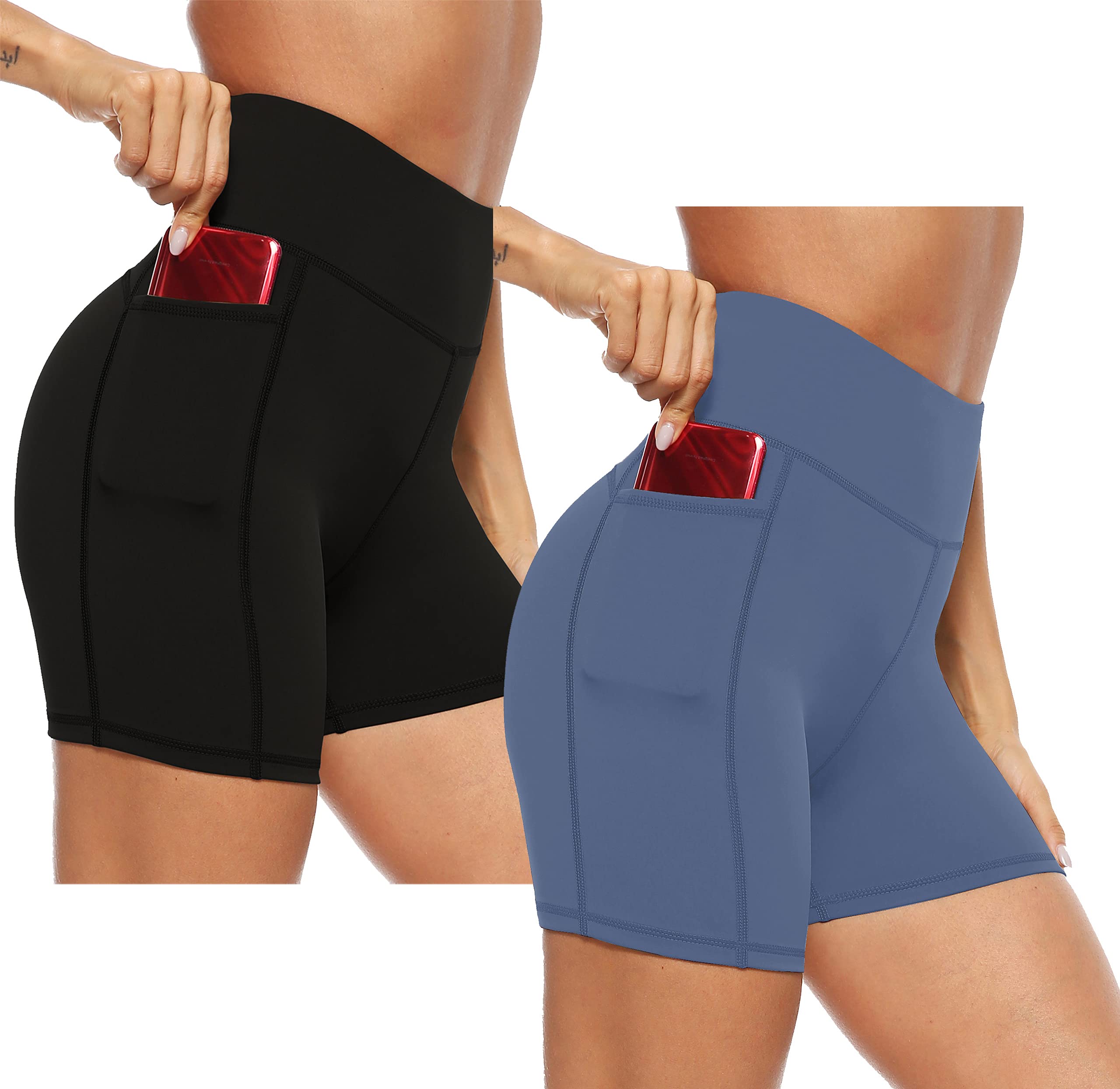 AFITNE Women's High Waist Biker Shorts with Pockets - 5