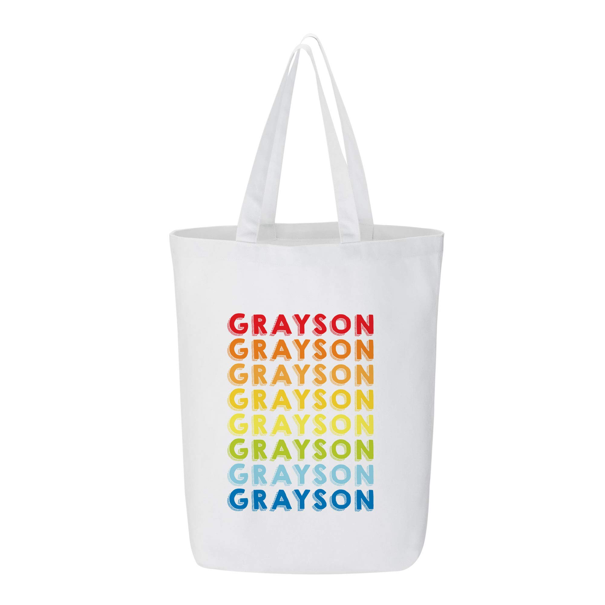 Personalized Rainbow Tote Bag for Kids with Name - 15.5