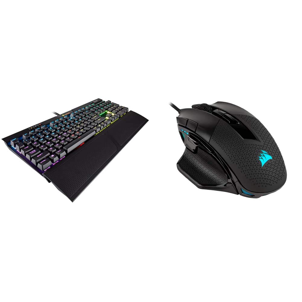 CORSAIR K70 RGB MK.2 Mechanical Gaming Keyboard with Cherry MX Blue Switches & Nightsword RGB Tunable FPS/MOBA Gaming Mouse - Ergonomic Black Combo for PC, Esports, Streaming & Office Work