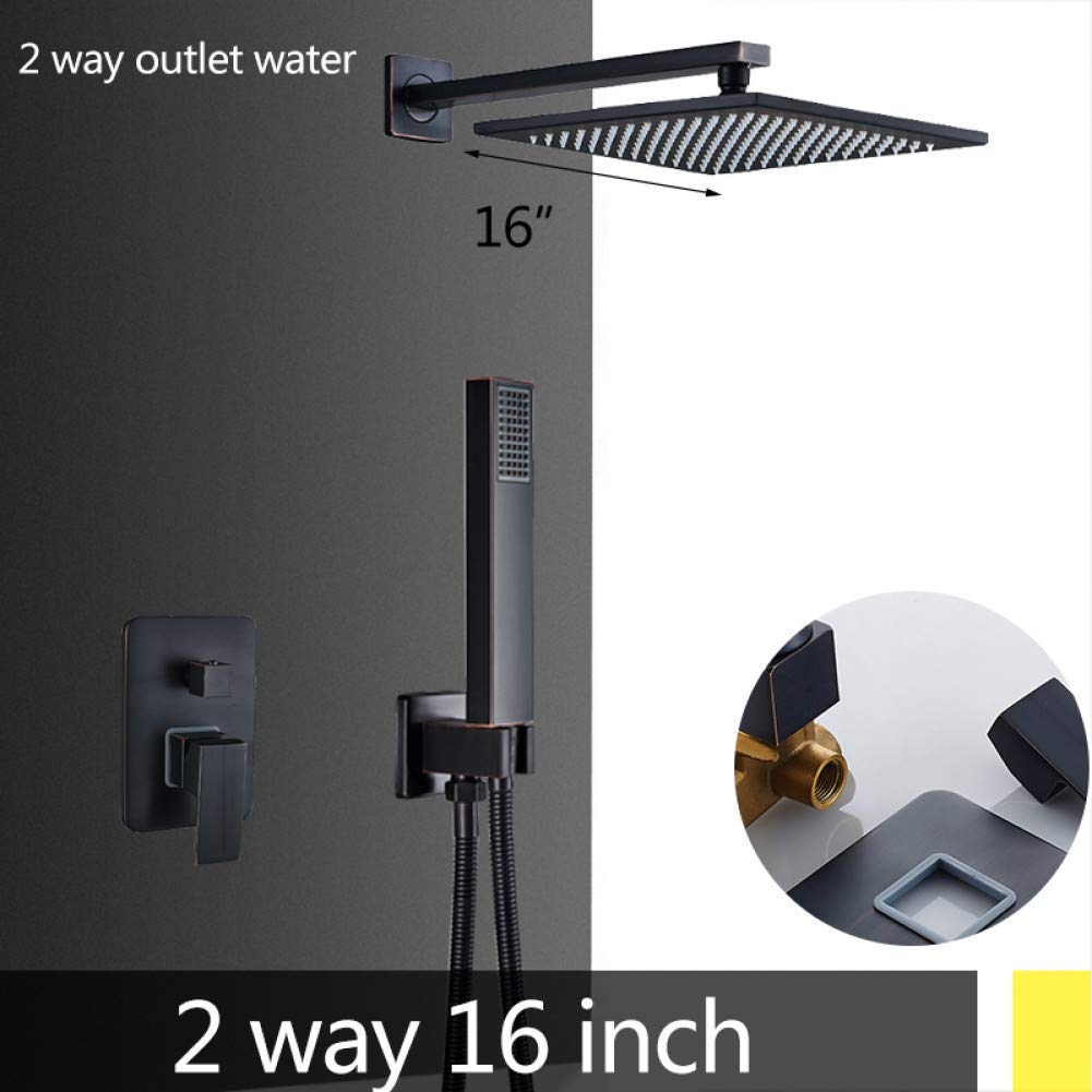 LYRR Concealed Bath Shower Faucet - 2-Way Brass Quick Open Switch Mixer Valve with Hand Shower & Rainfall Shower System (16 Inch) - Perfect for Modern Bathroom Renovation & Spa-Like Shower Experience