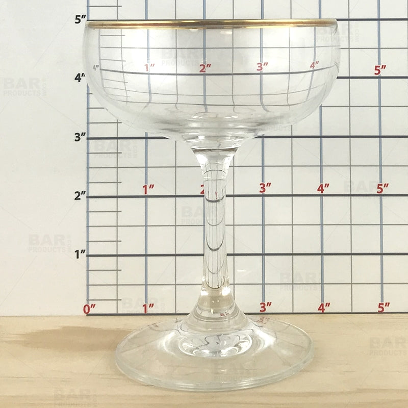 BarConic® 7 oz Gold Rimmed Coupe Cocktail Glass Set - Elegant Champagne & Martini Glasses for Parties, Weddings & Home Bar Decor