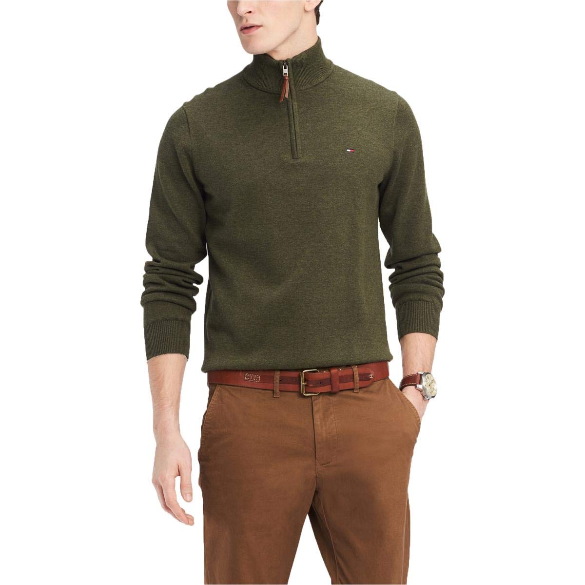 Tommy Hilfiger Men's Quarter Zip Cardigan Sweater | Casual Pullover for Fall & Winter | Office, Travel & Outdoor Wear