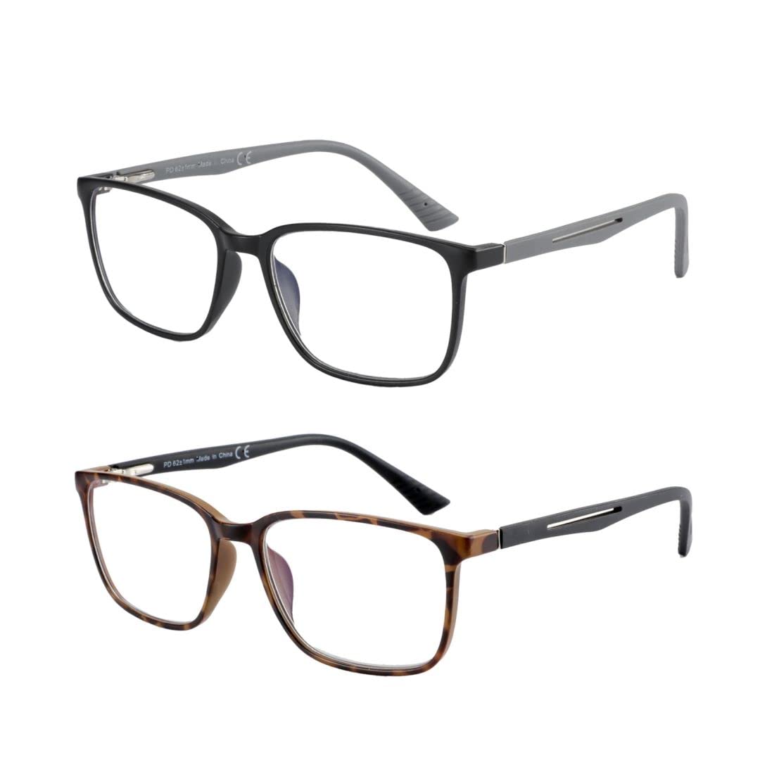 BLUEMOKY Blue Light Blocking Reading Glasses for Men - Sporty Square Frame Computer Glasses with Anti-Glare Protection | Perfect for Office Work, Gaming & Screen Time
