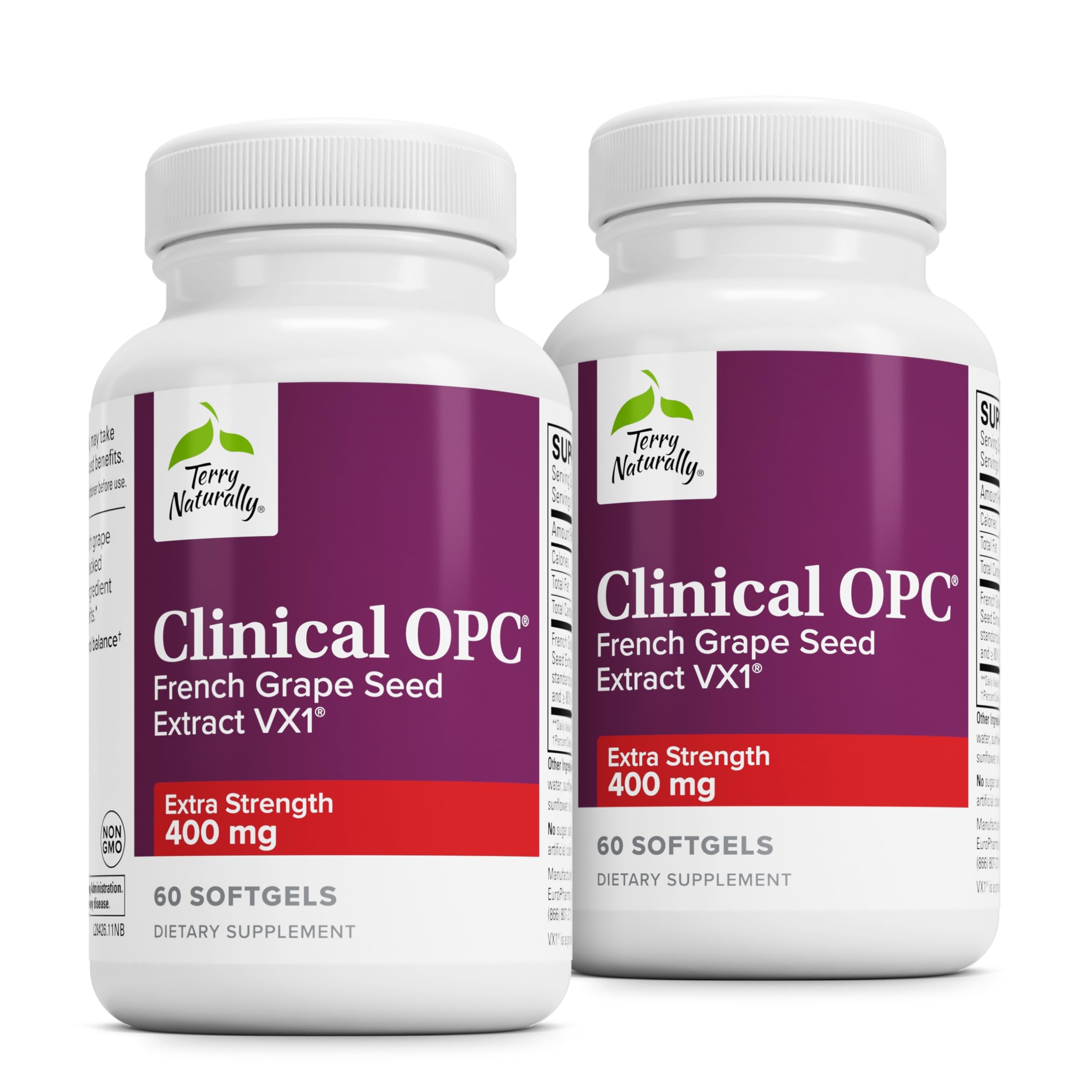 Terry Naturally Clinical OPC Extra Strength - 120 Softgels (Pack of 2) | Grape Seed Extract Supplement for Cardiovascular Health, Mental Focus & Immune Support | Antioxidant-Rich Formula for Daily Wellness & Stress Relief | Ideal for Busy Professionals & Active Lifestyles