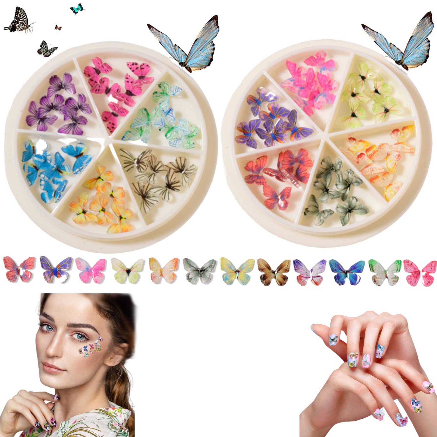 Miniature Butterfly Nail Charms - 2pcs Acrylic Nail Art Decorations for DIY Manicure | Perfect for Women & Girls | Nail Jewelry for Parties, Weddings & Special Occasions