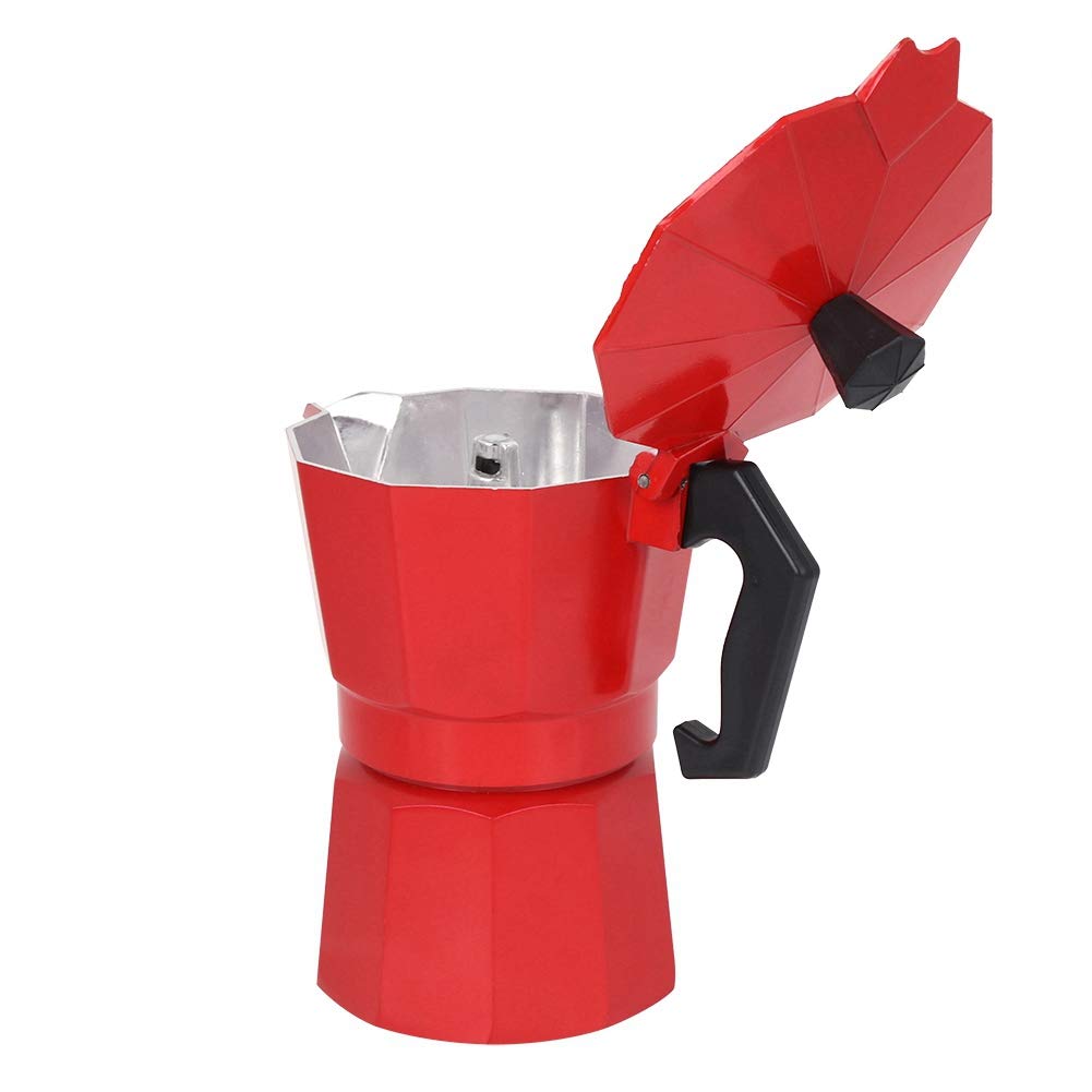 **Stovetop Espresso Maker Moka Pot - 300ml (6 Cup) Italian Coffee Brewer for Gas & Electric Stoves - Perfect for Home, Office & Camping (Red)**