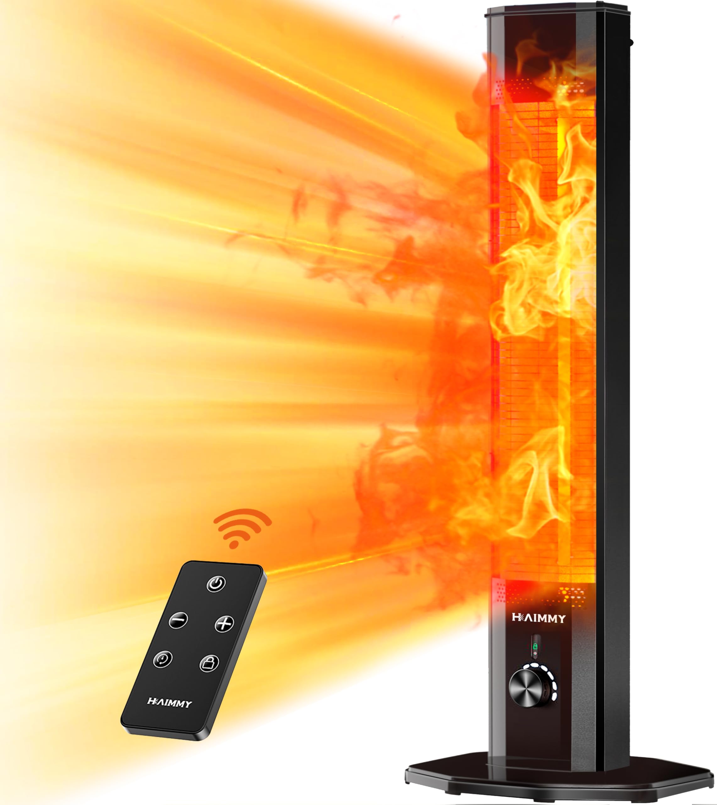 Haimmy 42-inch Outdoor Electric Patio Heater with Remote Control - 1500W Infrared Space Heater, 9 Heat Levels & Timer, Safety Lock, Tip-Over & Overheat Protection, IPX5 Waterproof - Perfect for Patio, Deck, Garden, and Outdoor Dining Areas