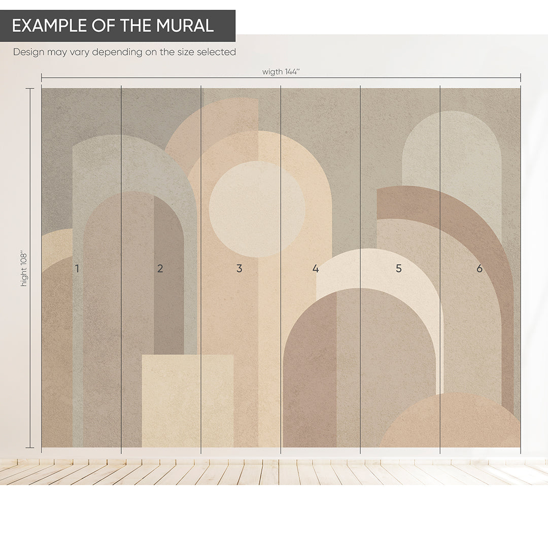 Beige Geometric Shapes Wall Mural AM001 - Modern Peel and Stick Wallpaper for Living Room, Bedroom & Office Decor