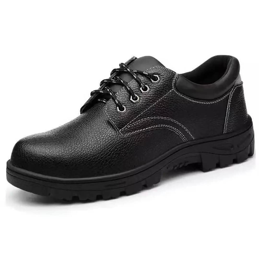 Tsuukuie Men's Steel Toe Work Shoes - Anti-Smash & Anti-Puncture Safety Boots for Outdoor Construction & Indoor Industrial Use - Durable Worksite Shoes for Laborers, Electricians & Warehouse Workers