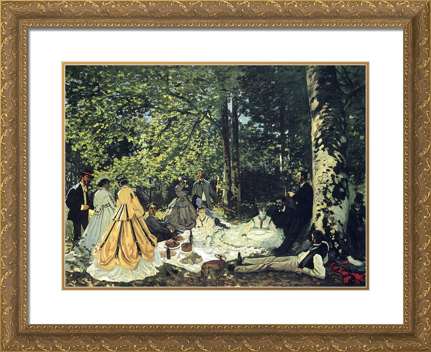 Claude Monet 'Lunch on the Grass' 24x20 Inch Gold Ornate Framed Art Print with Double Matting - Perfect for Living Room, Bedroom & Office Wall Decor