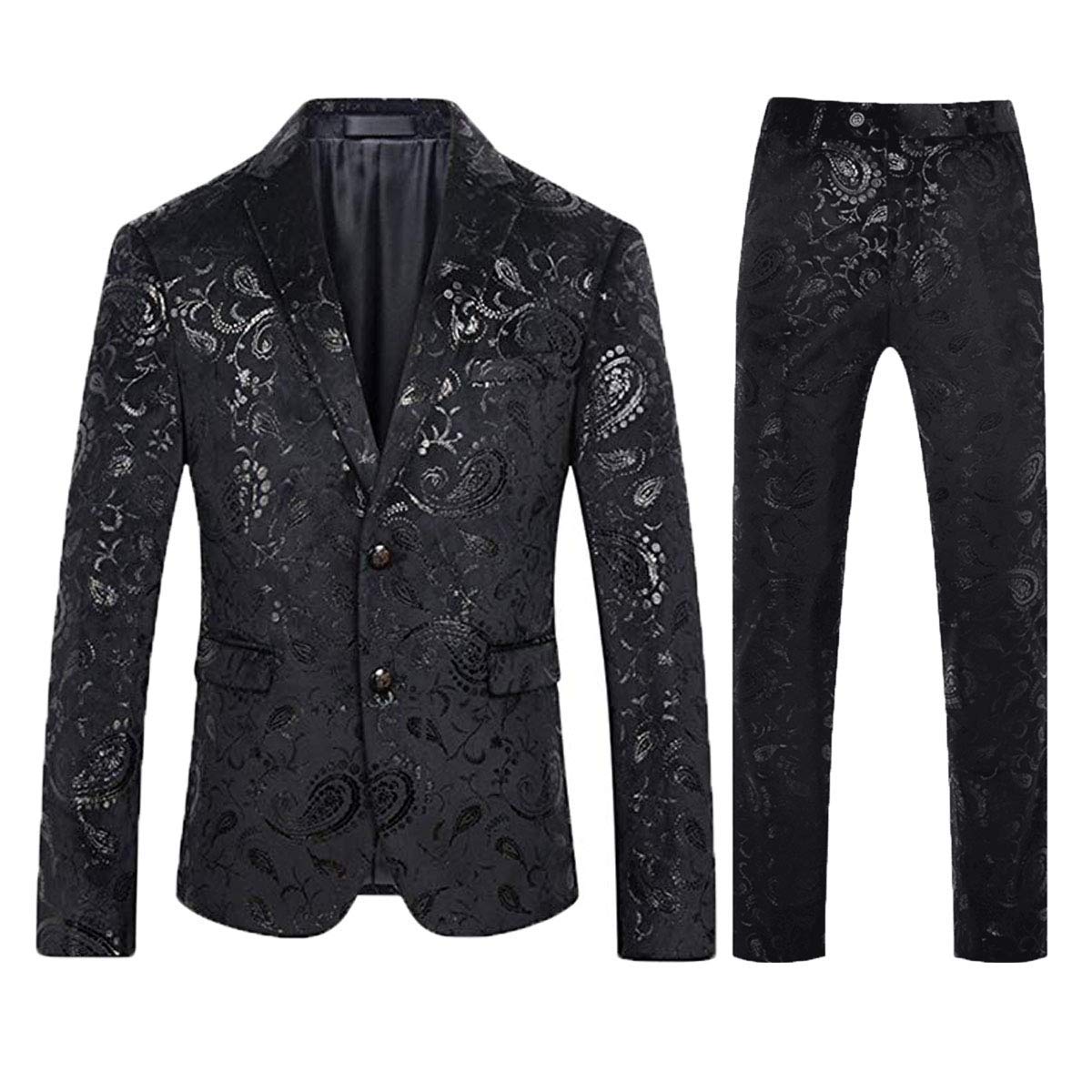 Cloudstyle Men's Slim Fit Single-Breasted 2-Button Suit Set - Formal Business Attire for Weddings, Interviews & Office Wear