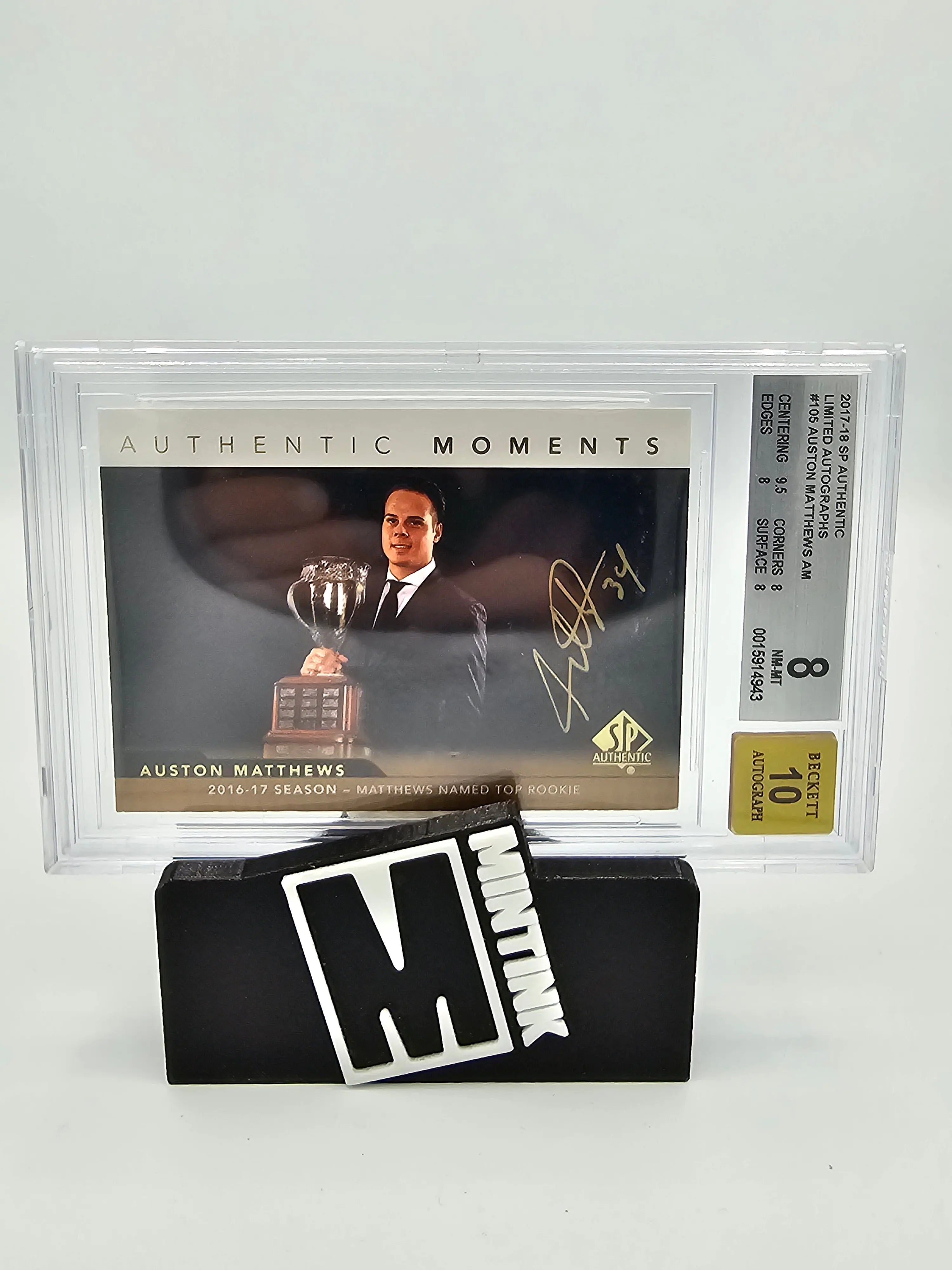 2017-18 SP Authentic Auston Matthews Limited Edition Autograph Card BGS Graded 8 - Perfect for Hockey Collectors and Toronto Maple Leafs Fans