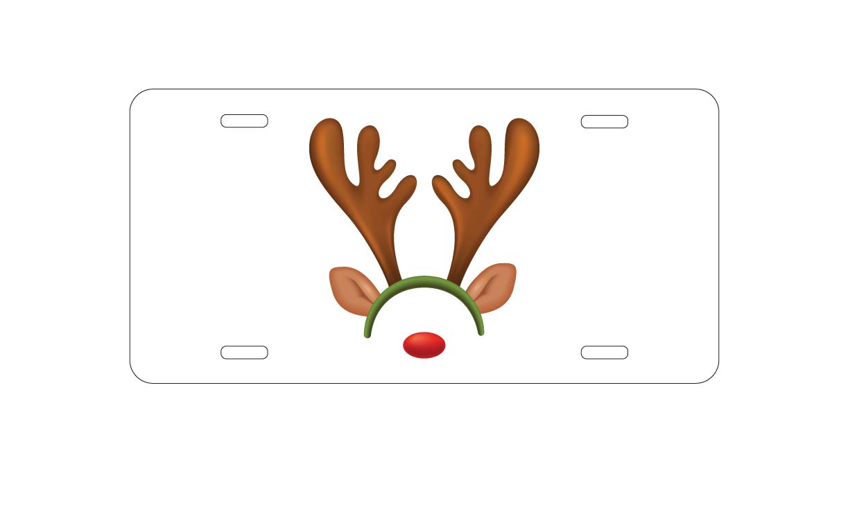 Custom Aluminum Vanity License Plate for Car Front - Reindeer Face Christmas Design | Personalized Auto Accessory for Holiday Decoration & Gift Giving