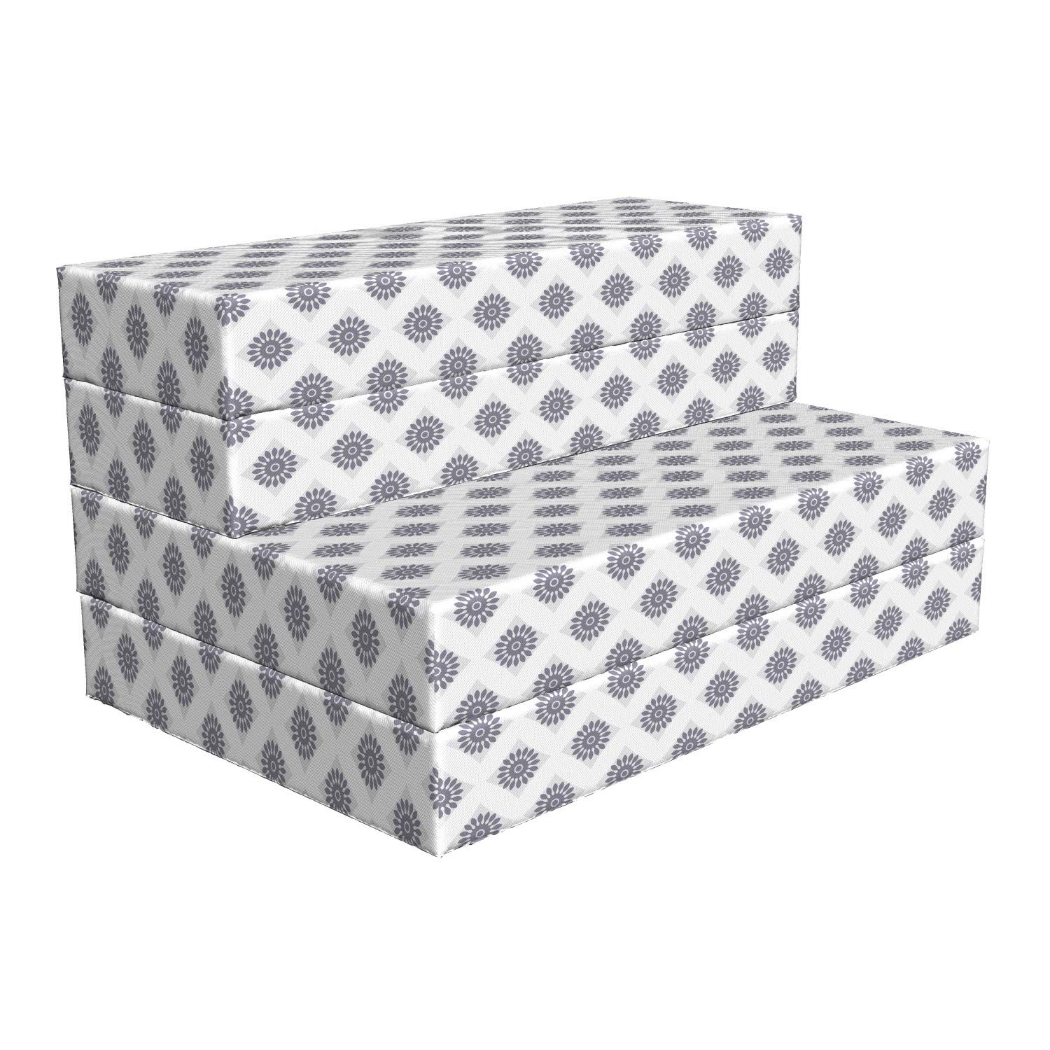Ambesonne Floral Foldable Mattress - Grey Squares Flowers Design, 74.8