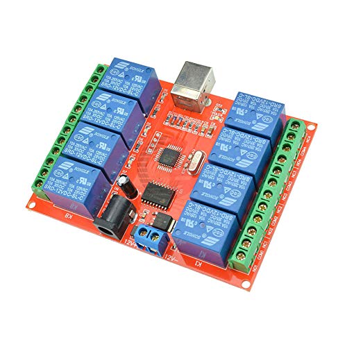 12V 8-Channel Programmable Relay Module with USB Control for Smart Home Automation - Perfect for Home Security, IoT Devices, and DIY Electronics Projects