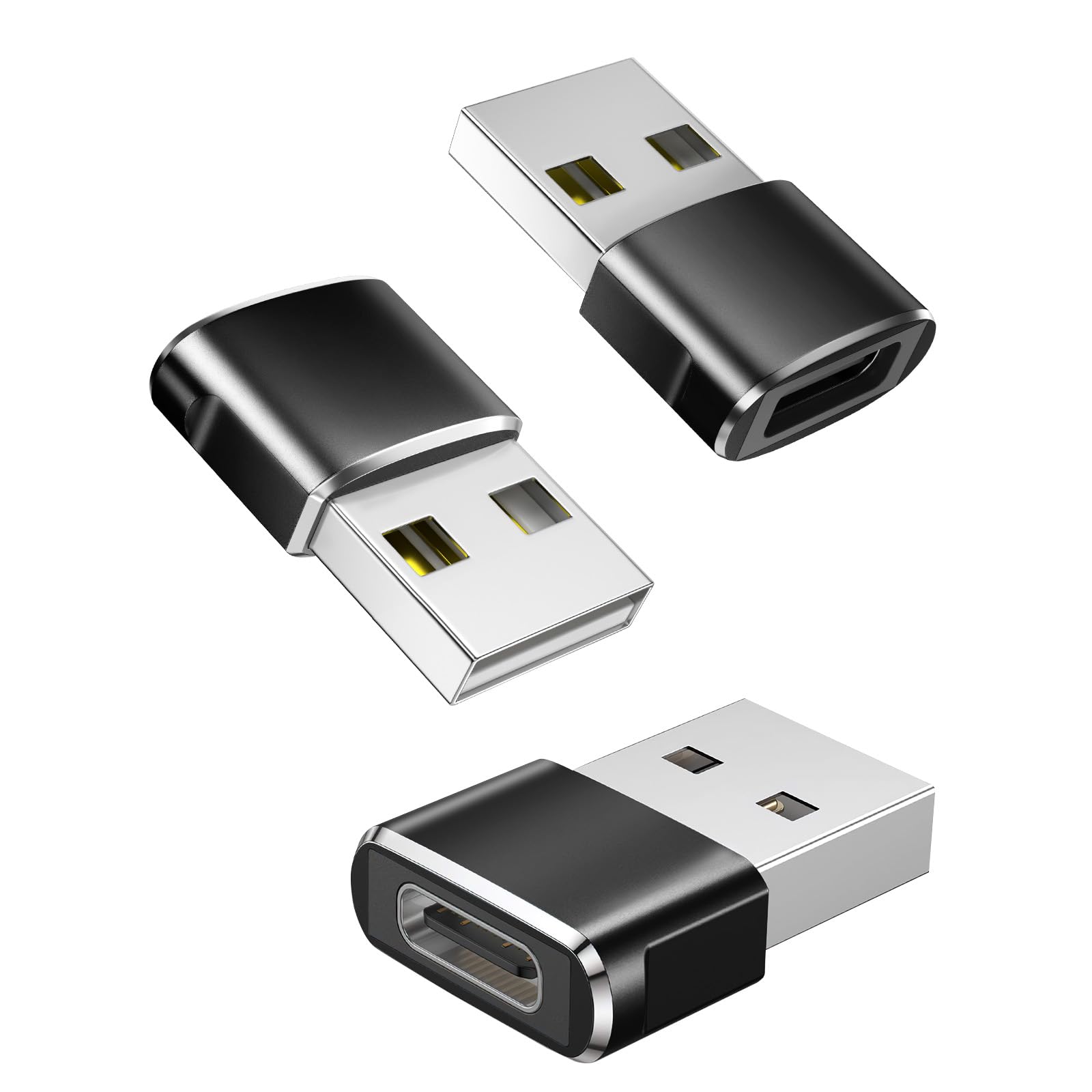 3-Pack USB C to USB Adapter, Type C Female to USB A Male Converter - Compatible with MacBook, Laptop, Tablet, Smartphone, AirPods, Galaxy S23/S24/A34, iPad 10/Air 4/5 - Perfect for Charging, Data Transfer & Device Connectivity