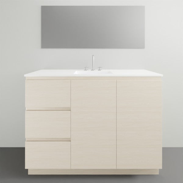 ADP Glacier Lite Door and Drawer Trio Vanity Set with Ceramic Top - Modern Bathroom Storage Solution for Small Spaces, Perfect for Powder Rooms & Guest Baths