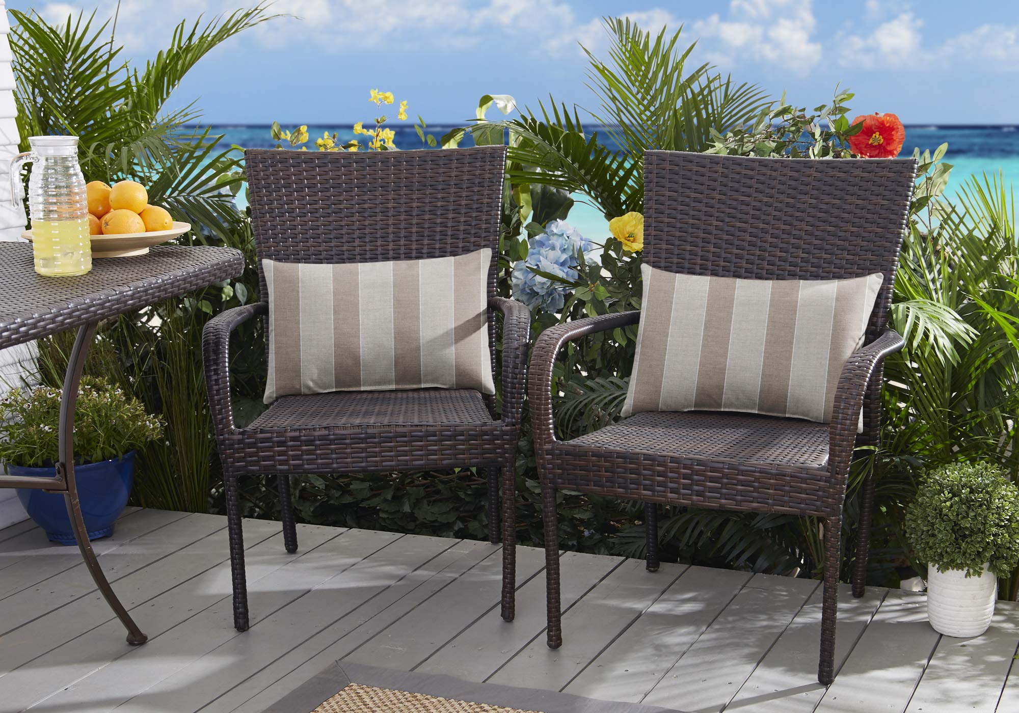 Set of 2 Dune Outdoor Pillows - 20 Inch Waterproof Decorative Throw Cushions for Patio, Poolside, Beach & Garden Furniture - UV Resistant & Weatherproof