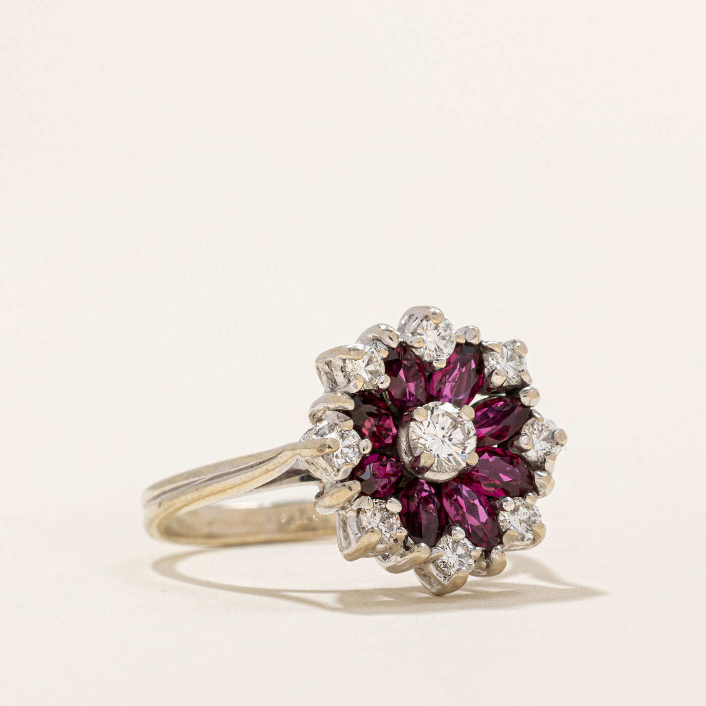 1.00ctw Ruby & Diamond Petal Cocktail Ring - 0.38ctw Diamond Accents | Size 6 | Elegant Evening Wear & Special Occasion Jewelry