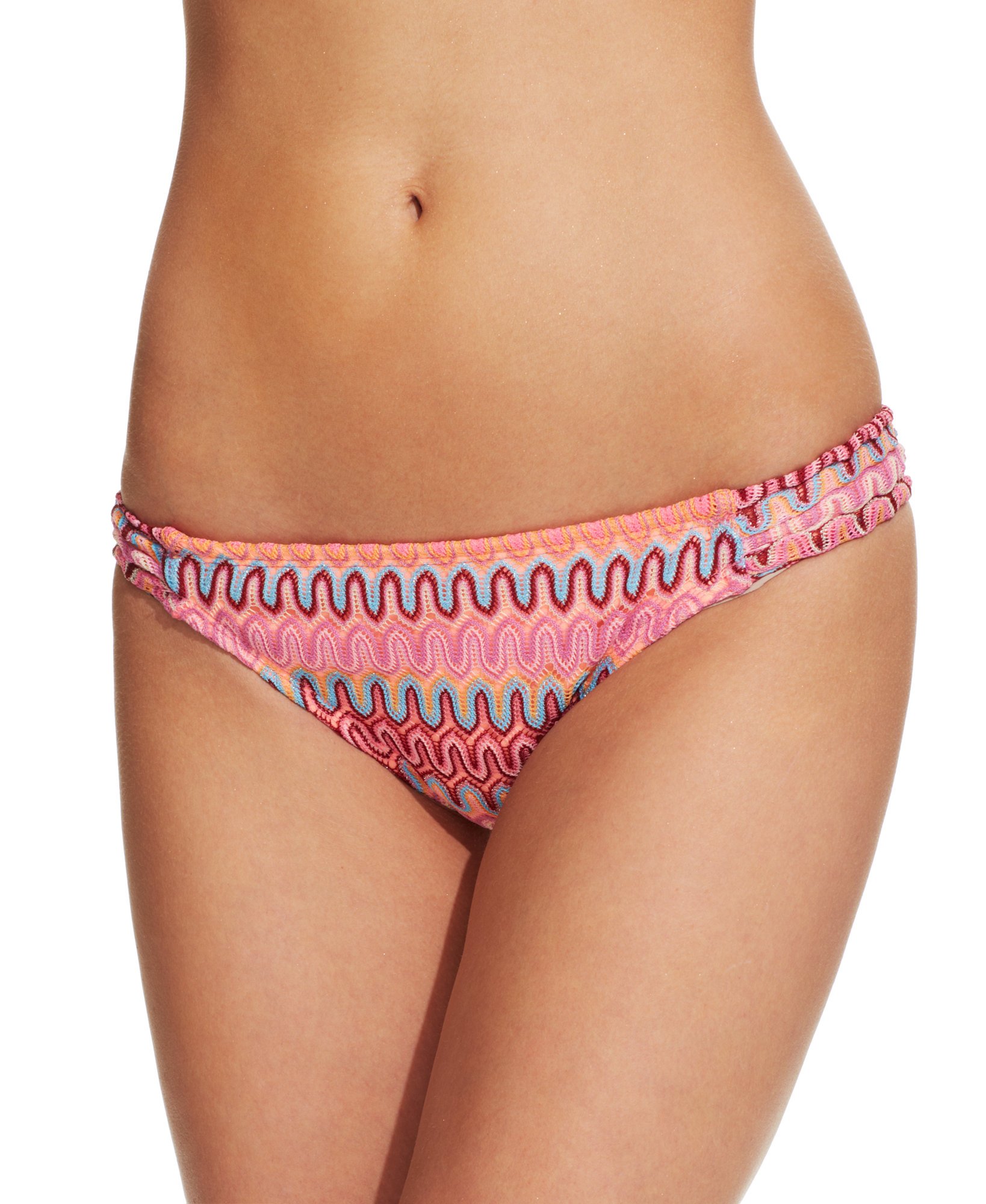 Hobie Junior's Printed Crochet Hipster Bikini Bottom - Pink Medium | Comfortable Swimwear for Girls, Beach & Pool Party | Trendy Bikini for Summer Vacation & Water Activities