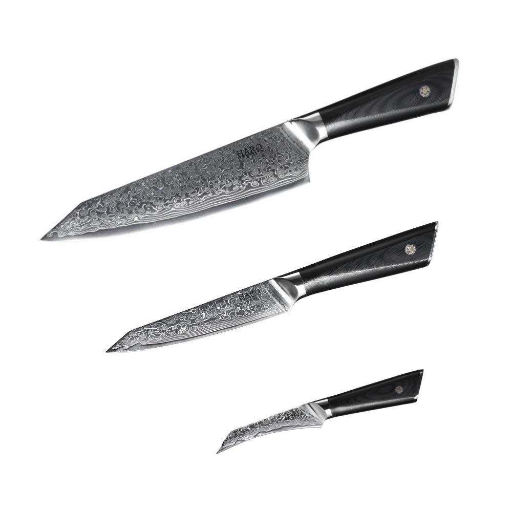 Professional Damascus Chef Knife Set - VG10 Kitchen Knives for Cooking & Slicing