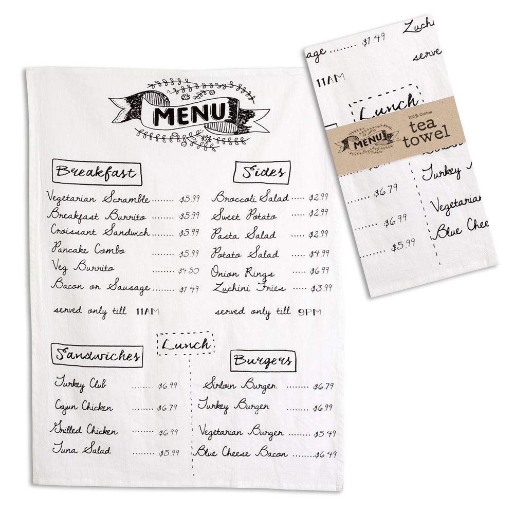 Premium CTW Home Collection Menu Tea Towel - Absorbent & Decorative Kitchen Towel for Drying Dishes, Cleaning, and Stylish Home Decor