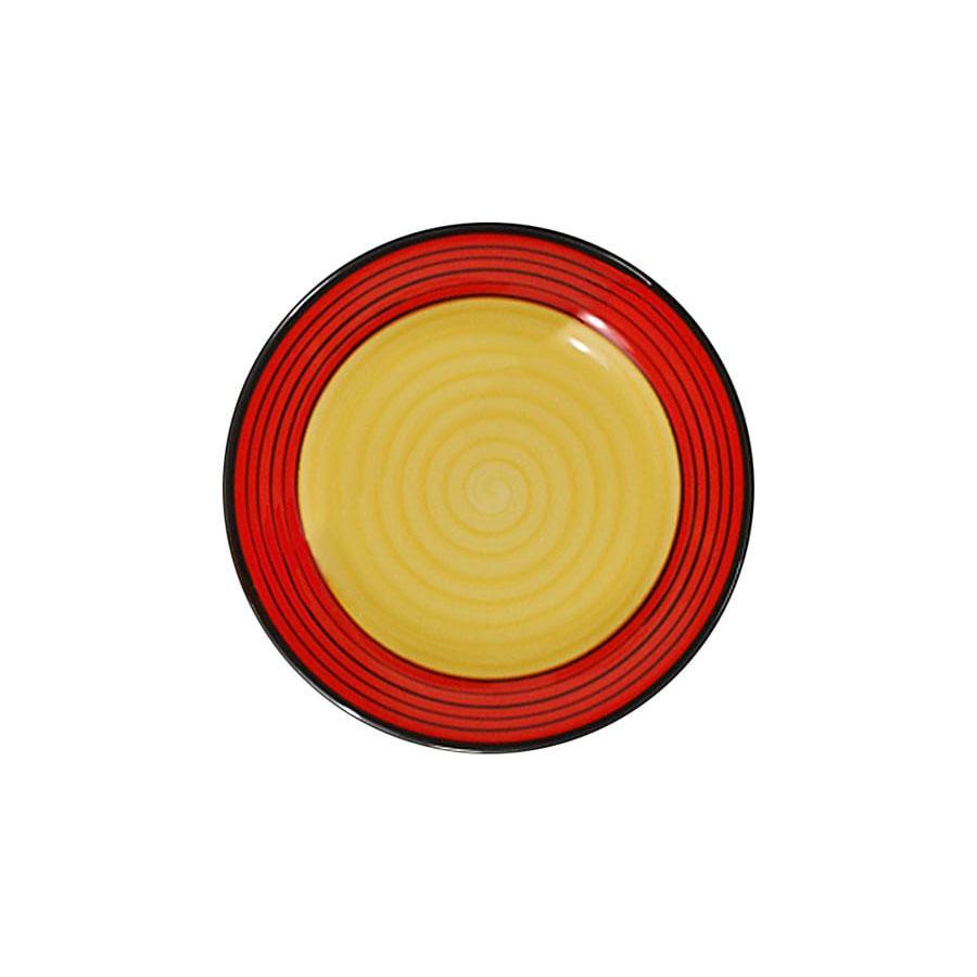 Vibrant Carousel Pattern Salad Plates - Set of 4 (Red & Yellow) | Durable Dinnerware for Picnics, Parties & Everyday Dining
