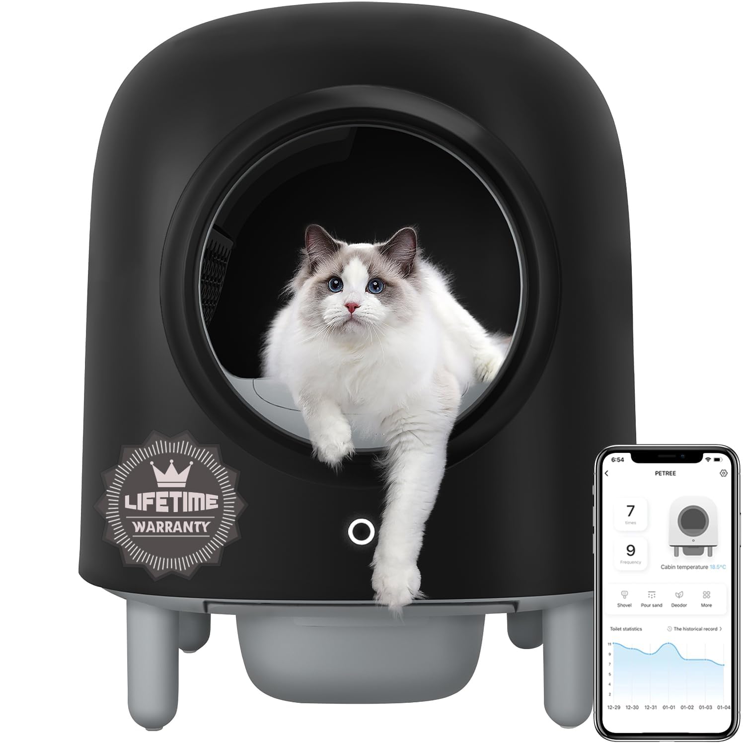 Self-Cleaning Cat Litter Box - Automatic Wi-Fi Enabled Smart Litter Box with App Monitoring, 100% Safe & Odor-Free - Perfect for Small Spaces & Multi-Cat Homes - Ultimate Hygiene & Comfort for Your Cat