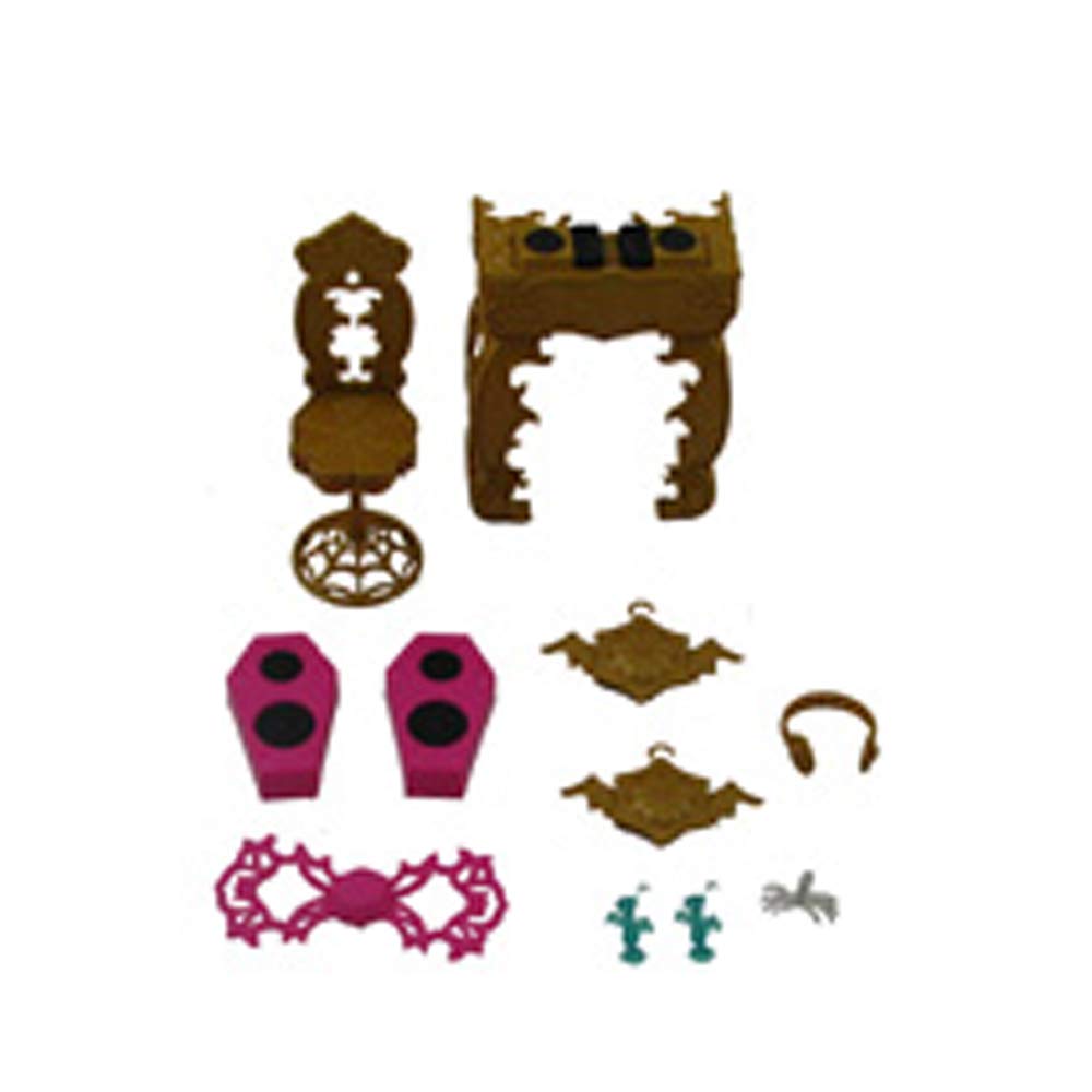 Monster High 13 Wishes Room Party Y7720 Replacement Parts - Chair, DJ Booth, Pink Speakers, Drink Glasses, White Hands, Gold Decorations & Pink Spider - Perfect for Dollhouse Accessories & Playroom Decor