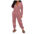 Women's Fleece Hooded Jumpsuit Pajamas - Winter Warm Sleepwear with Cute Ears & Long Sleeves | Soft Cozy Nightgown for Cold Weather Sleeping, Lounging & Relaxing at Home