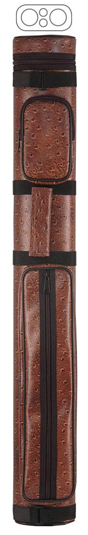 McDermott 2x2 Hard Oval Textured Vinyl Pool Cue Case - Durable Billiard Accessory for Professional Players & Home Game Rooms - Brown