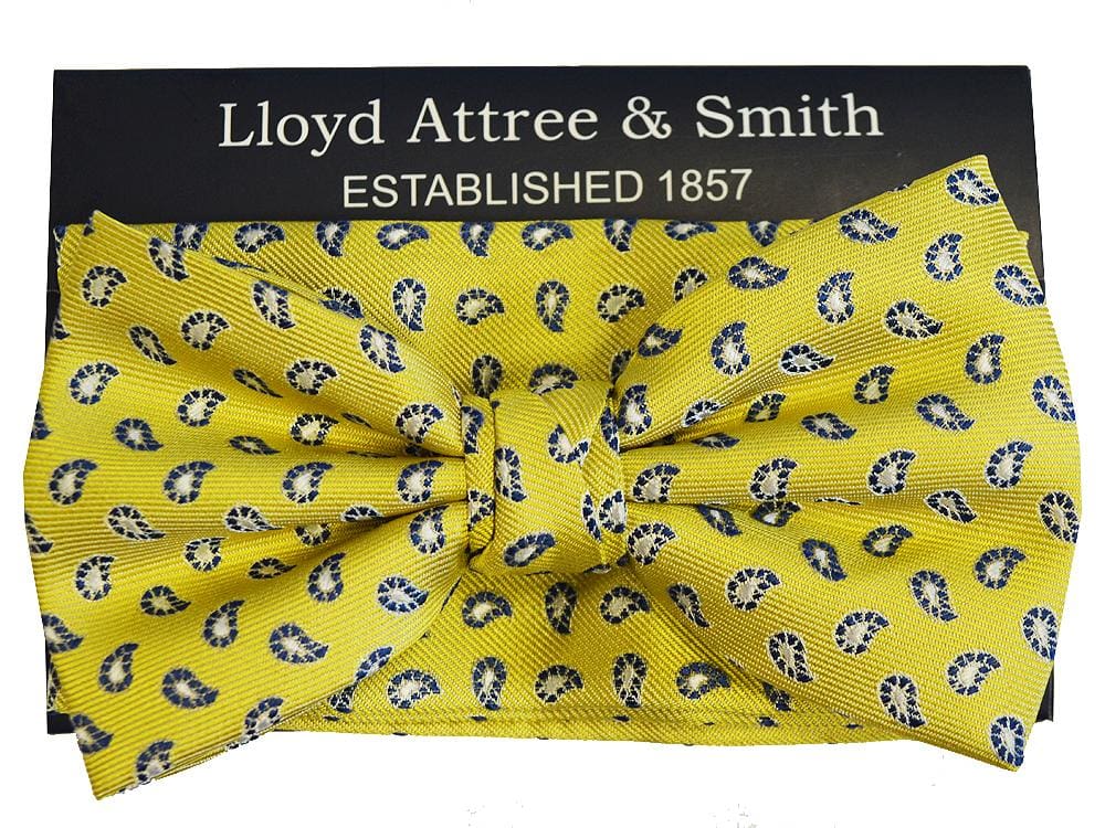 L.A. Smith Premium Polyester Yellow Bow Tie & Pocket Square Set - Perfect for Weddings, Prom & Formal Events