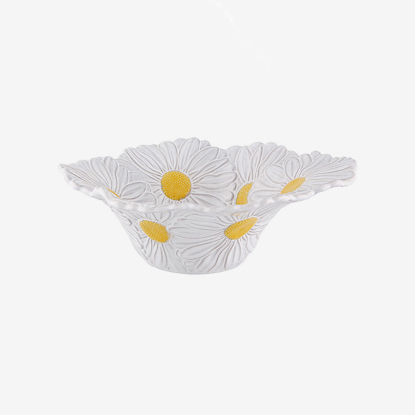 Bordallo Pinheiro Maria Flor Small Salad Bowl - Hand-Painted Ceramic Dish for Salads, Fruits, Snacks - Perfect for Dining, Entertaining, and Home Decor