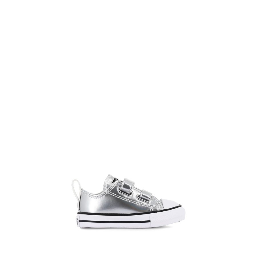 ALL STAR 2V Low Infant Shine Sneakers - Silver/White/Silver | Comfortable Baby Shoes for Walking & First Steps | Perfect for Casual Wear, Playtime & Special Occasions