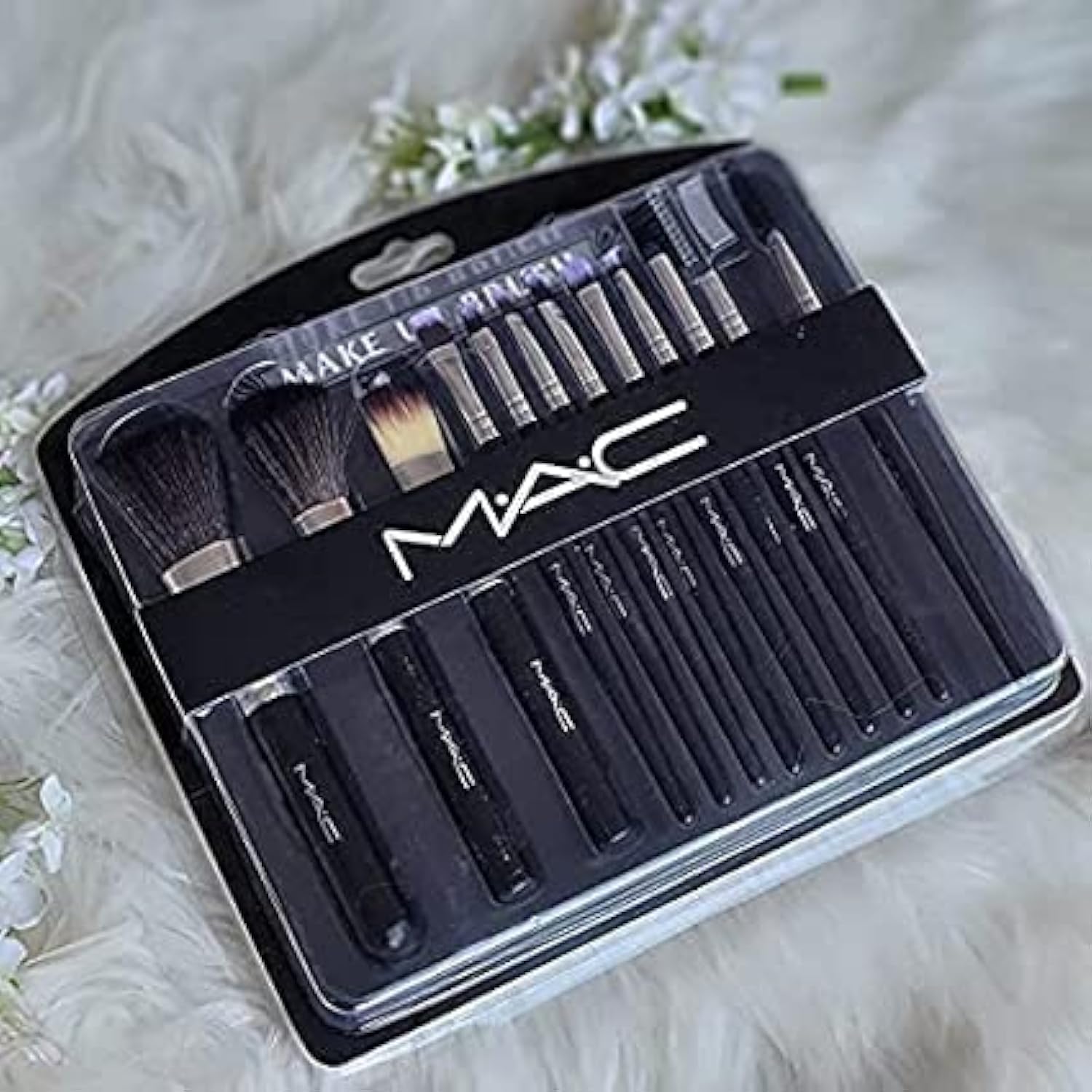 Premium 12-Piece M.A.C Makeup Brush Set - Professional Foundation, Eyeshadow, Eyebrow & Mascara Brushes with Face Powder Brush (Multicolor) - Perfect for Party, Wedding & Everyday Makeup Application