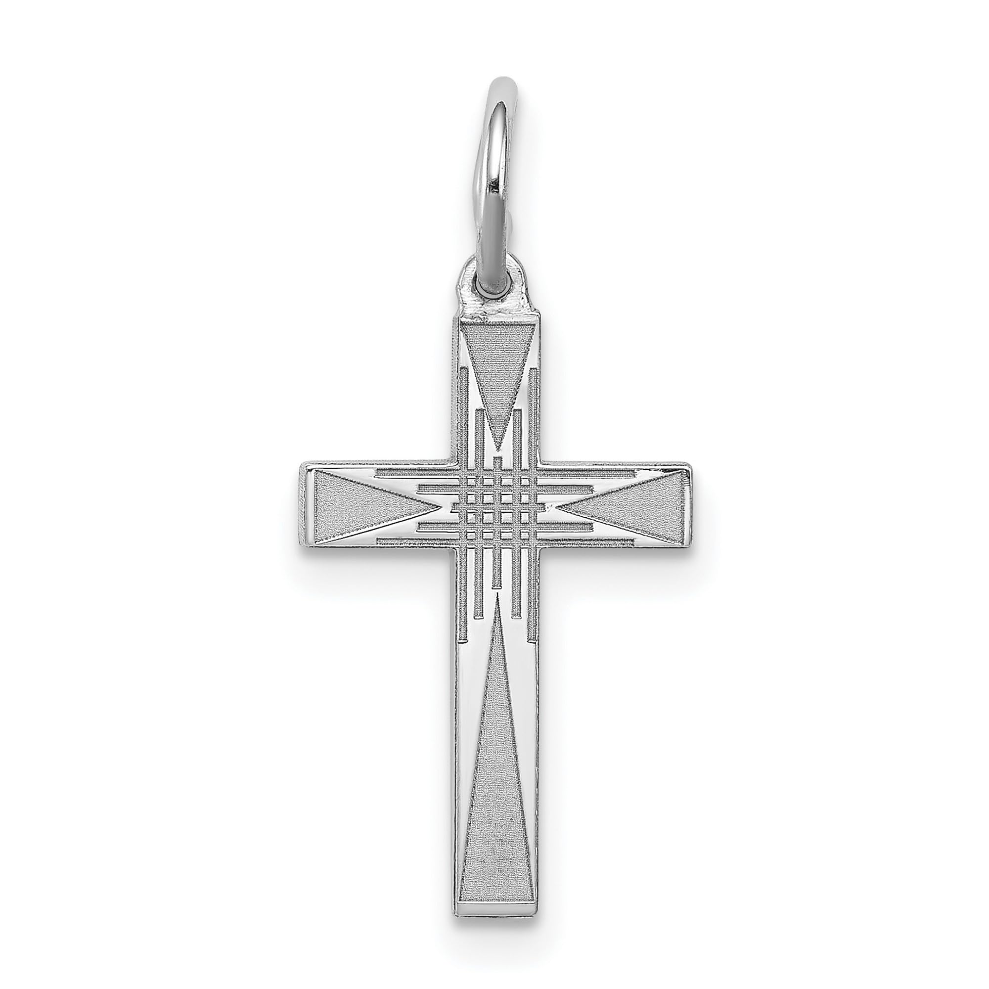 17mm x 10mm Sterling Silver Laser-Engraved Cross Charm Pendant - Perfect for Necklaces, Bracelets & Gift Giving