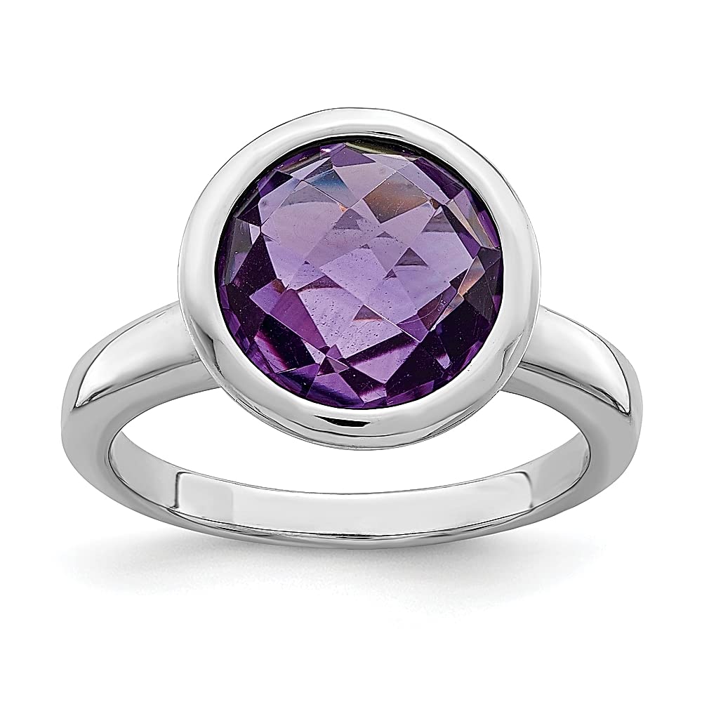 925 Sterling Silver Purple Amethyst Band Ring for Women - Dainty Gemstone Jewelry Gift for Her, Perfect for Birthdays, Anniversaries & Everyday Elegance