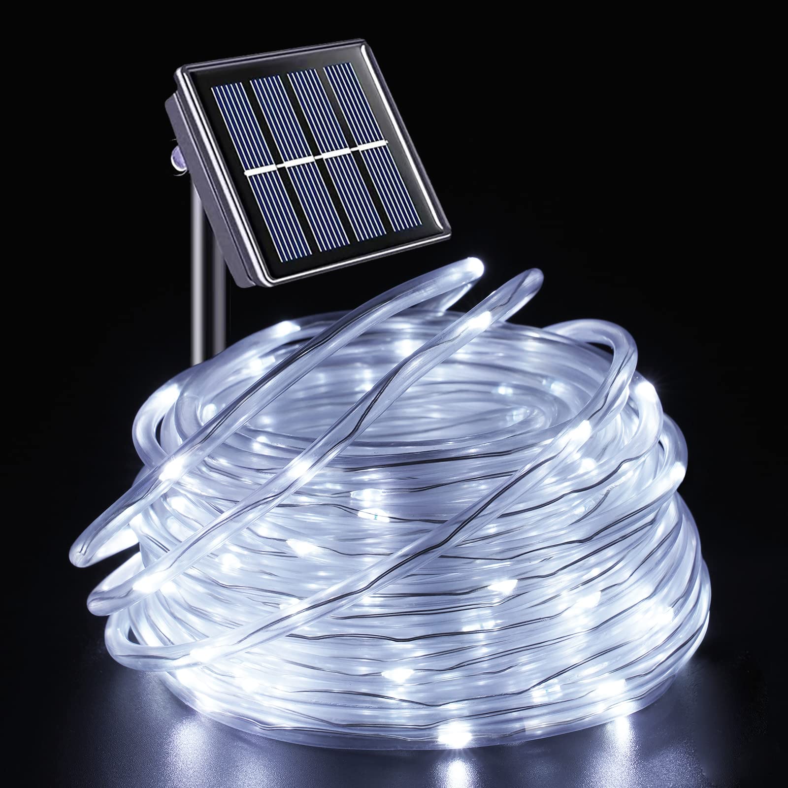 200 LED Solar Rope Lights Outdoor Waterproof - 66ft White String Lights with 8 Modes for Garden, Patio, Fence, Deck, Camping | Perfect for Backyard, Wedding, Party & Holiday Decorations
