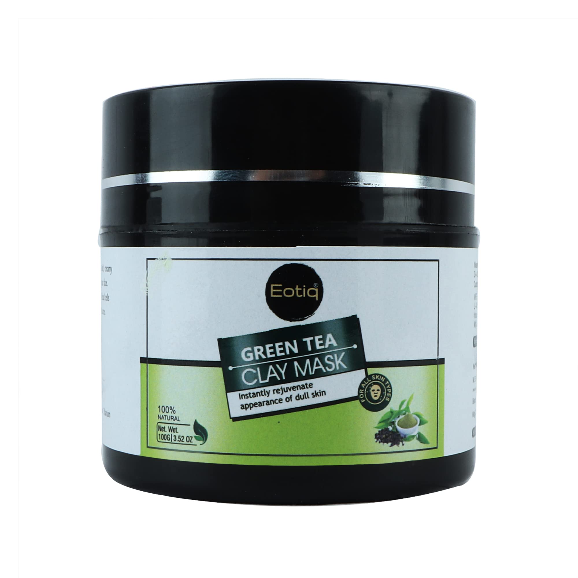 Eotiq Green Tea Clay Mask - Deep Cleansing Blackhead Remover, Pore Minimizer & Acne Treatment for Wrinkles & Blackheads (100g) | Detoxifying Facial Mask for Oily & Combination Skin | Spa Day & Self-Care Essential