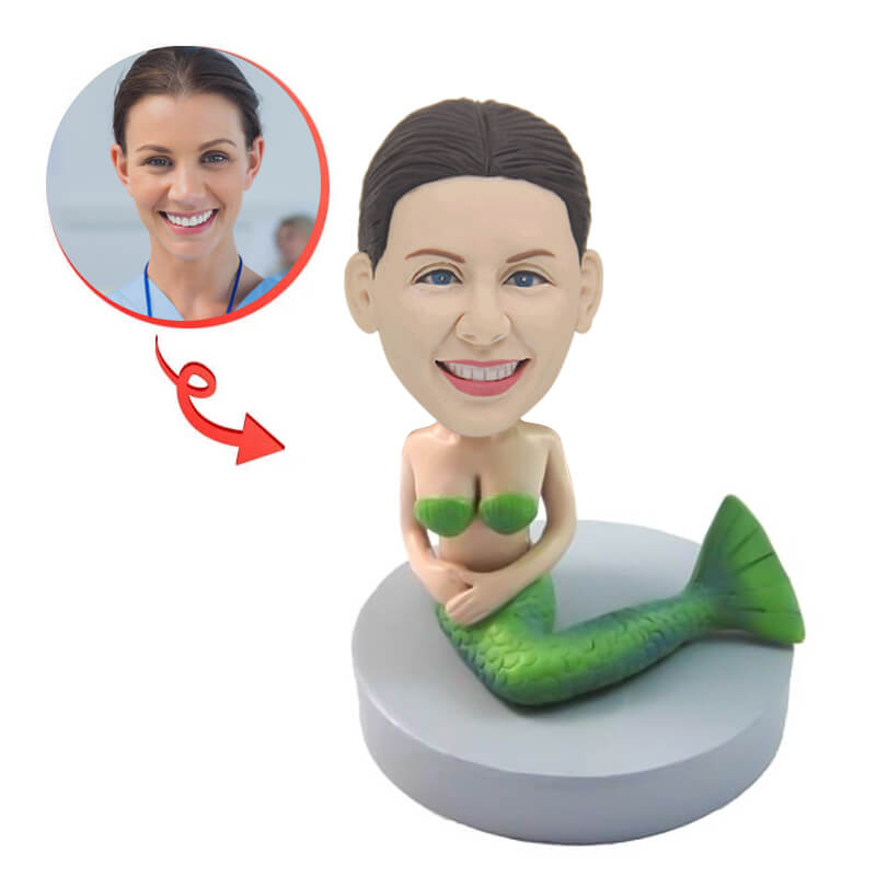 Custom Mermaid Bobblehead - Personalized Mermaid Figurine Gift for Birthday, Wedding & Home Decor | Unique Handmade Collectible for Mermaid Lovers, Beach Themed Party Favors & Ocean Decorations
