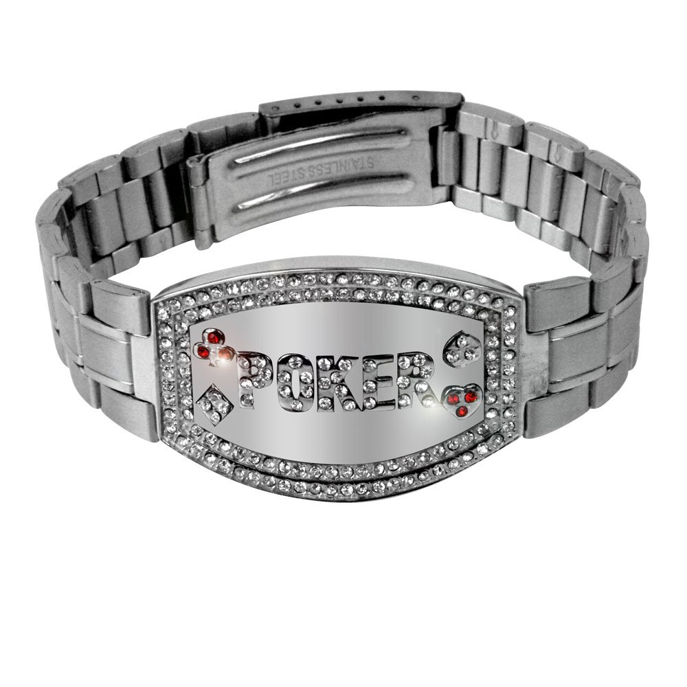 Silver Elite Poker Bracelet - 156 Crystals for Casino & Parties