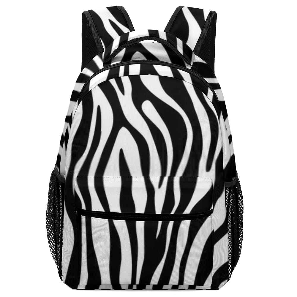 Retro Black and White Zebra Print Backpack - 16.5 Inch Laptop Backpack for School, College, Hiking & Travel - Unisex Diaper Bag & Daily Use Backpack for Men & Women - Perfect for Work, Commute & Outdoor Adventures