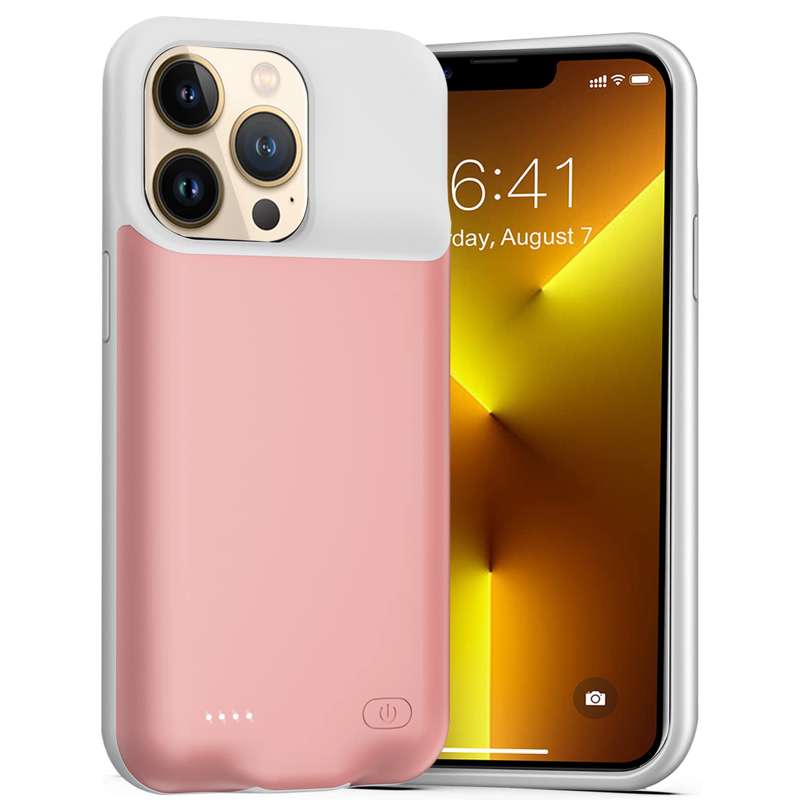 8500mAh Battery Case for iPhone 13 Pro Max - Rechargeable Protective Charging Case with CarPlay Support | Extends Battery Life for iPhone 13 Pro Max (6.7 inch) | Perfect for Travel, Work & Outdoor Activities (Rose Gold)