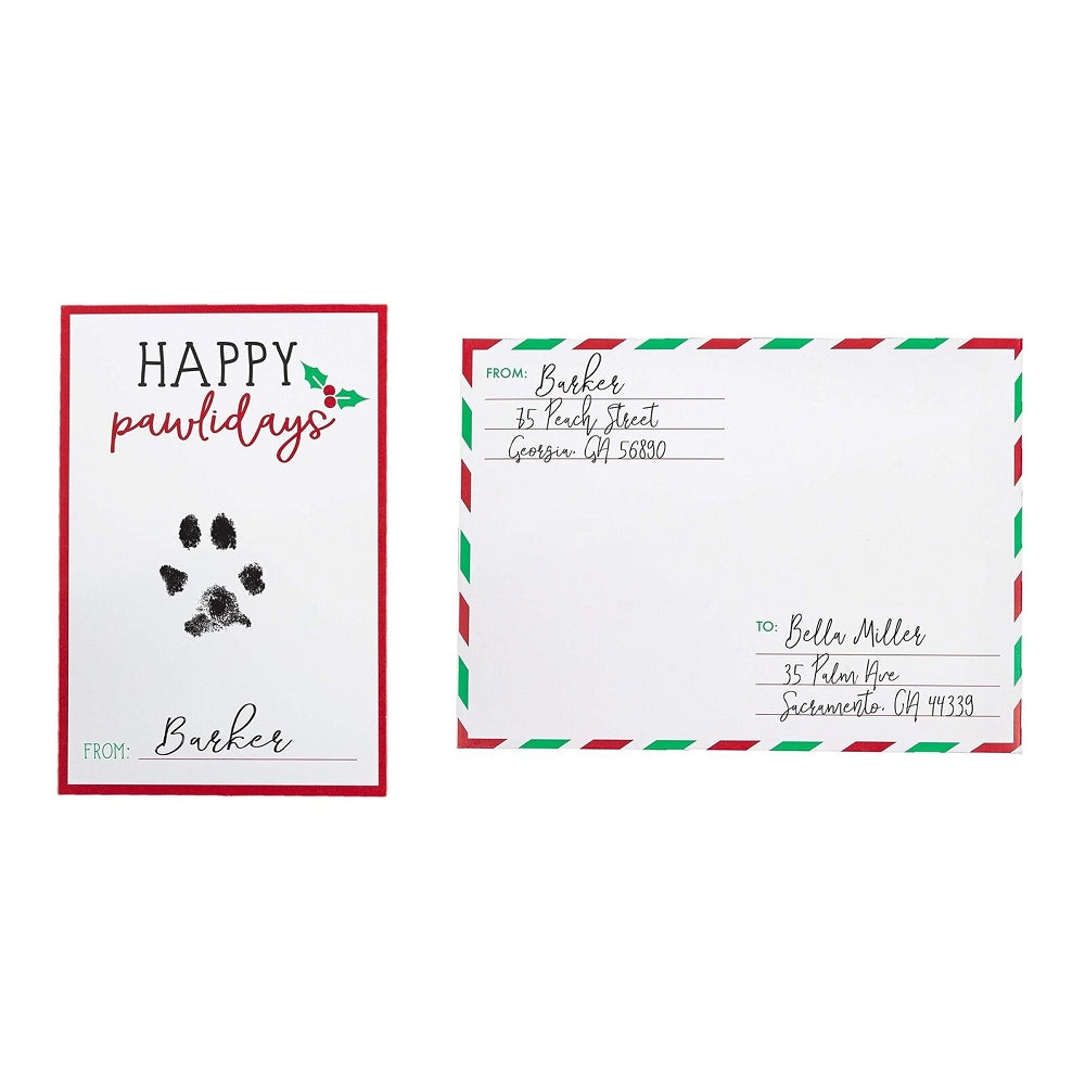 Christmas Paw Print Greeting Card Set with Envelopes - 20 Unique Holiday Cards for Pet Lovers, Perfect for Xmas Gifts, Party Invitations & Festive Greetings