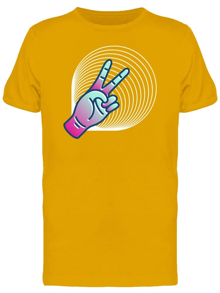 Hand Peace Symbol T-Shirt for Men in Gold - Stylish & Comfortable Casual Wear for Everyday Outfits