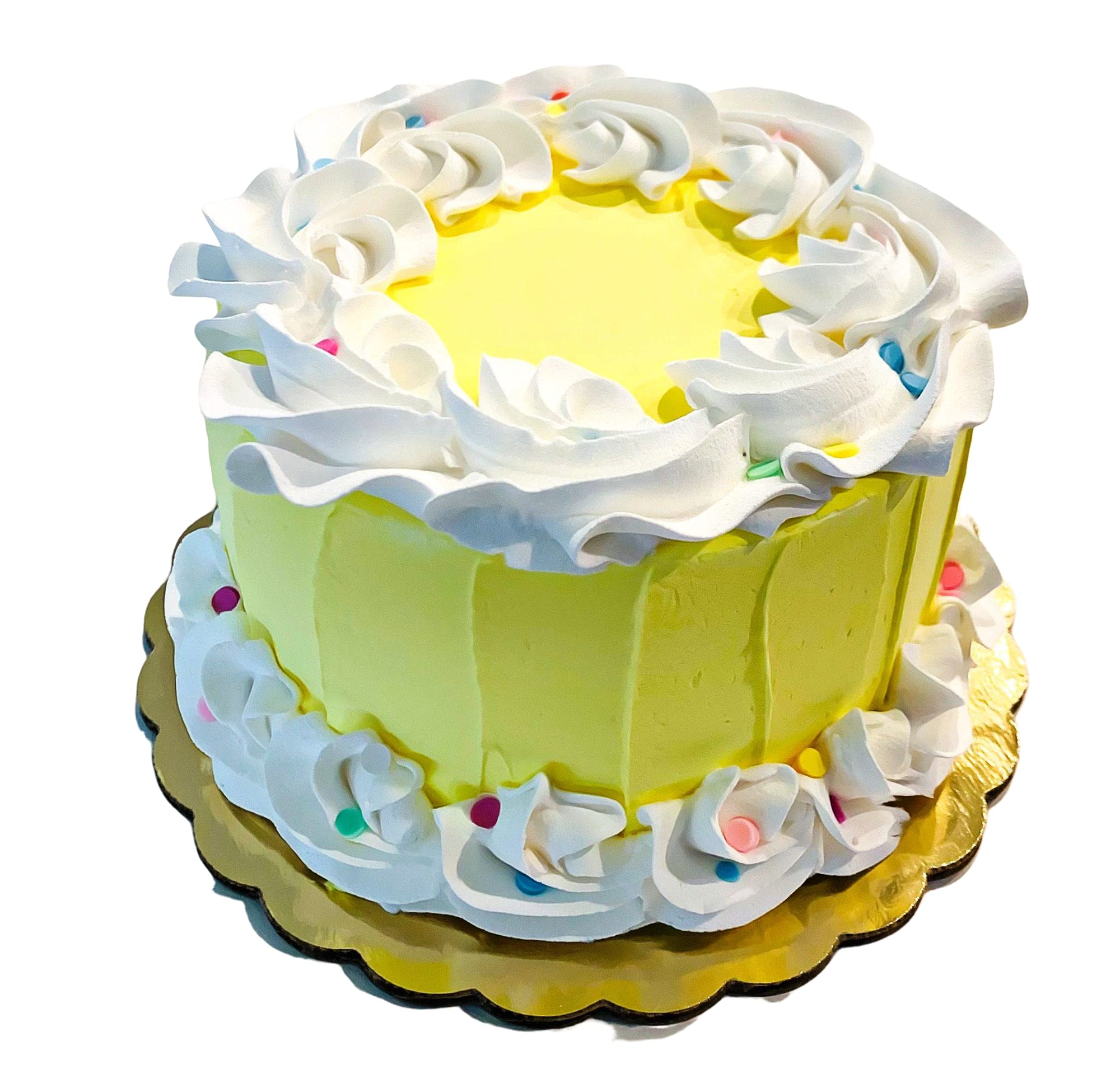 Fake Cake Prop - Pretty Yellow Birthday Cake with Confetti | Non-Edible Decorative Cake for Parties, Photo Shoots & Events | DeziCakes