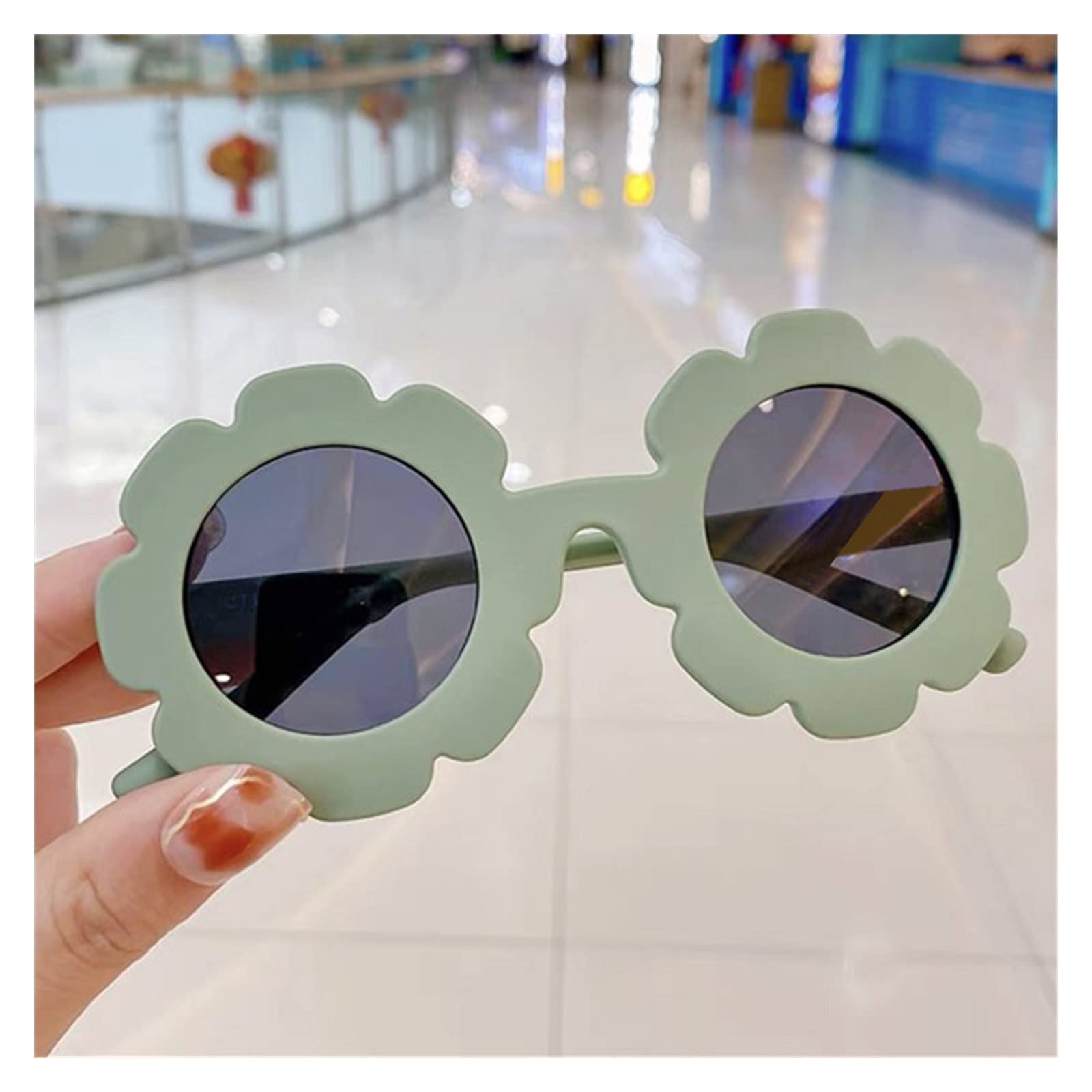 Kids Cute Cat & Bear Cartoon Sunglasses - UV Protection Round Frame Eyewear for Boys & Girls - Summer Outdoor Play, Beach, and Park Activities (Flower-Style 3 Lenses)