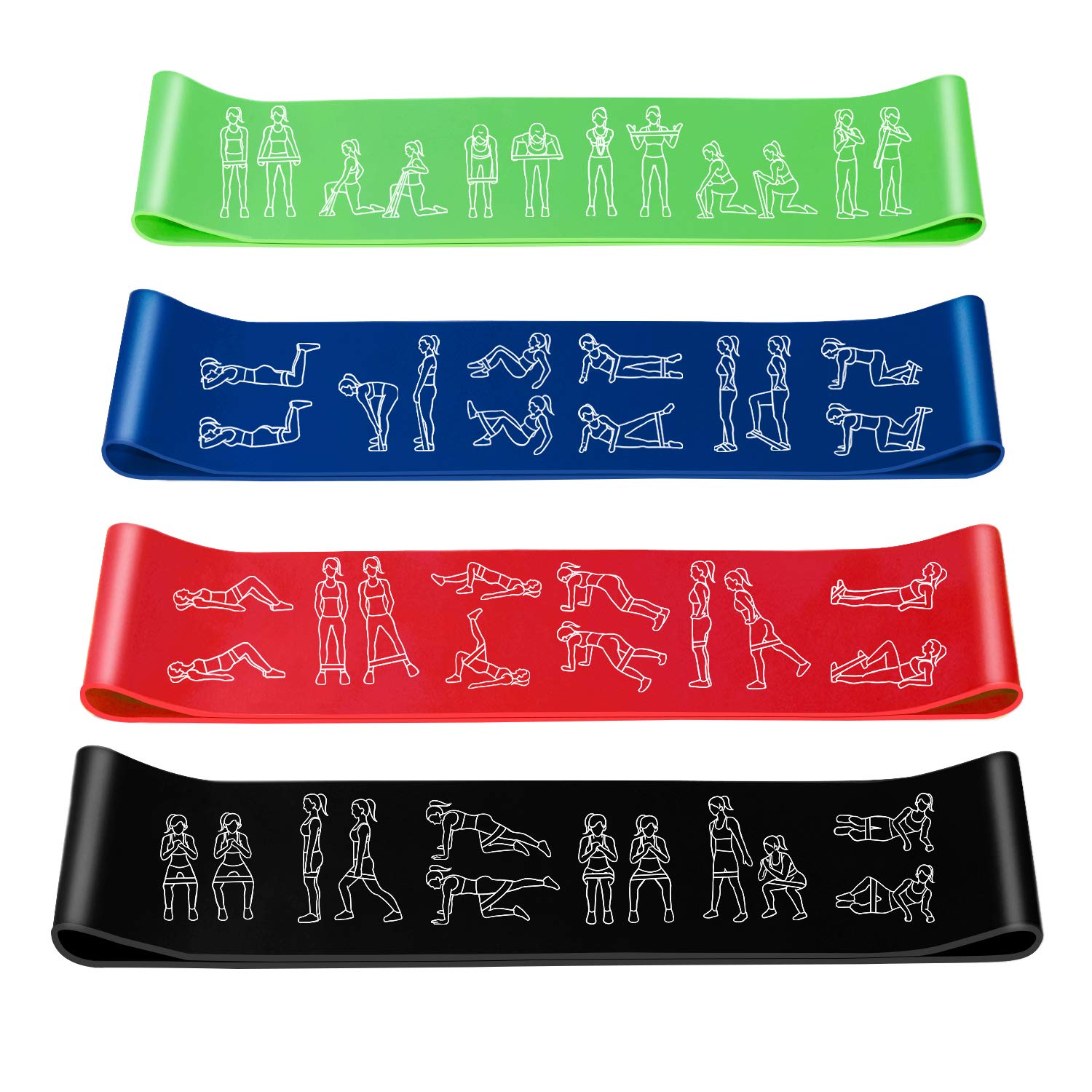 **Amonax Mini Resistance Bands Set for Women - 5 Loop Exercise Bands with Printed Guide for Workout, Yoga, Pilates, Stretching & Strength Training - Includes Carry Bag - Perfect for Home Gym, Travel & Fitness Routines**